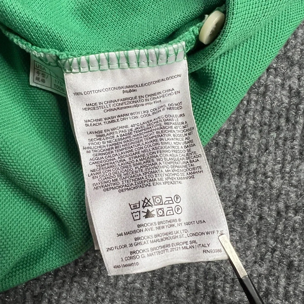 Brooks Brothers Men's Medium Green Performance Polo Shirt Original Fit Cotton
